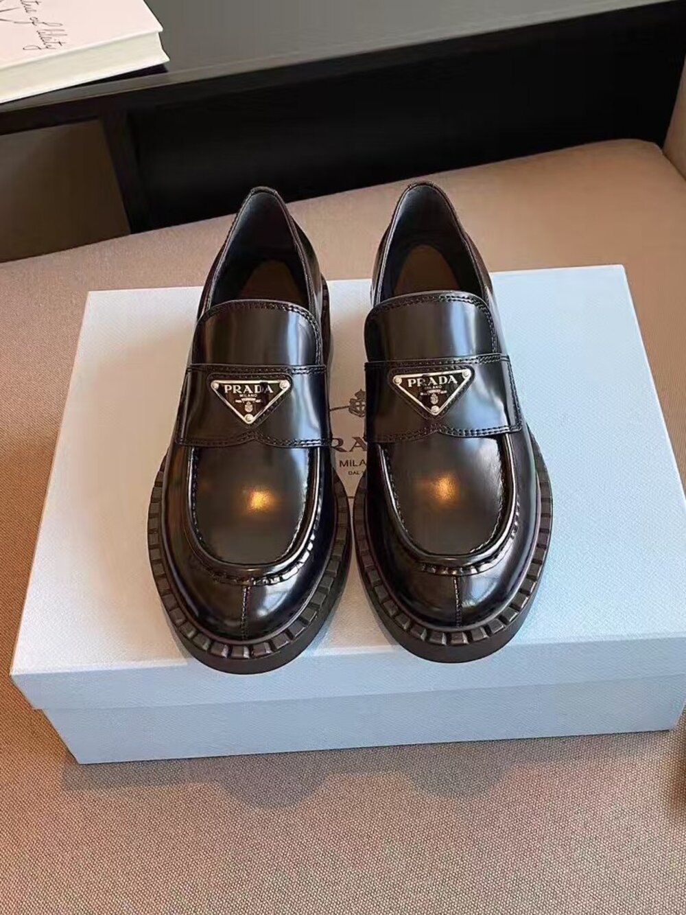 Prada Black Leather Loafers